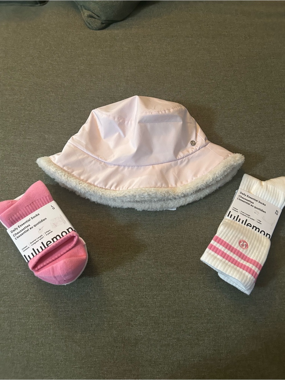 lululemon athletica Pink Sherpa-Trim Bucket Hat and Socks Bundle